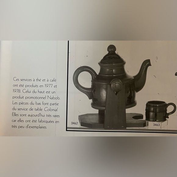 🤎Céramique de Beauce – Tilt teapot set with 3 mugs – 1977–78 Colonial Series - Picture 14 of 15
